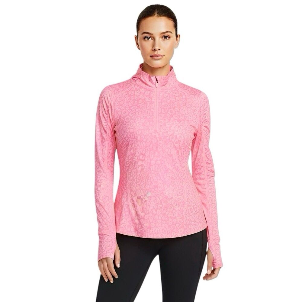 Danskin Women's Top Medium Leopard Pink Athletic Workout Gym Running Athleisure